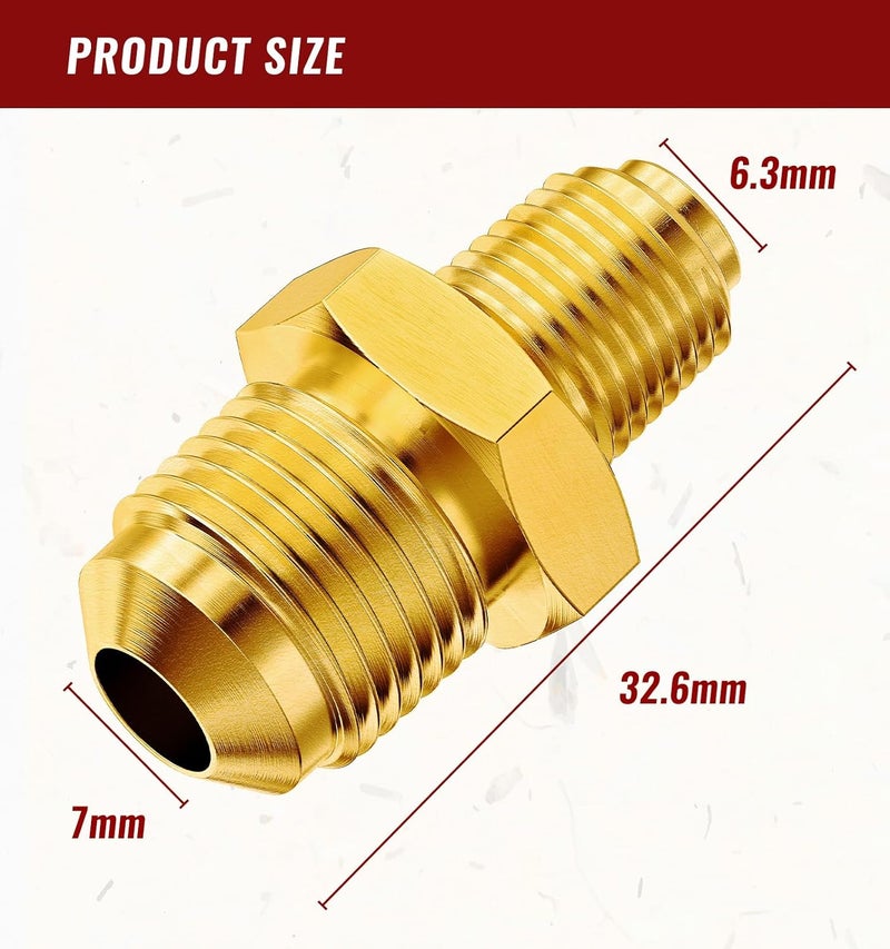 CALPOSE Propane Gas Fitting Connector, 3/8" Flare X 1/8" MNPT Brass Tube Fitting Connector with 1mm Caliber, Turkey Pot Cooker Fryer Parts for High-Pressure Propane Equipment - Image 5